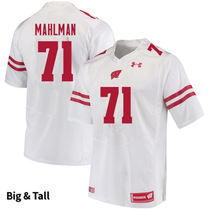 Wisconsin Badgers Men's #71 Riley Mahlman NCAA Under Armour Authentic White Big & Tall College Stitched Football Jersey YK40N32IL